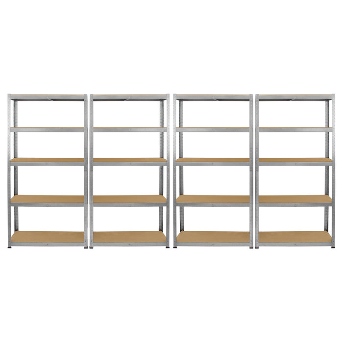 4 Scaffali in Acciaio Senza Bulloni Galwix Grigi Larghi 90cm per Magazzino e Box