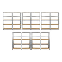 10 Scaffali in Acciaio Senza Bulloni Galwix Grigi Larghi 90cm per Magazzino