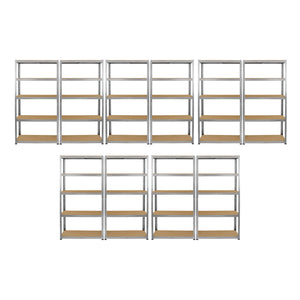 10 Scaffali in Acciaio Senza Bulloni Galwix Grigi Larghi 90cm per Magazzino