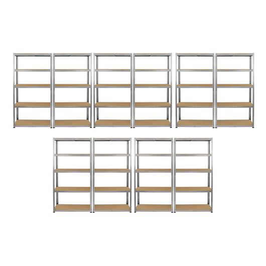 10 Scaffali in Acciaio Senza Bulloni Galwix Grigi Larghi 90cm per Magazzino