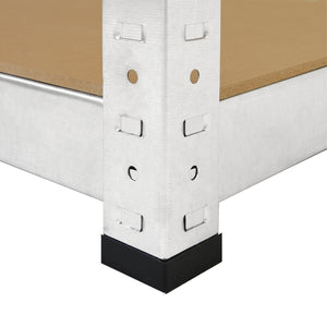 4 Scaffali Galwix 90cm in Acciaio Senza Bulloni & 1 Scaffale ad Angolo Galwix