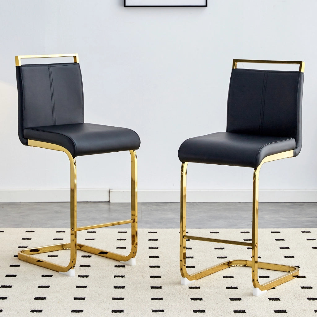 SGABELLI BAR Set da 2 pezzi 96,5 cm Nero/Oro in PU e metallo