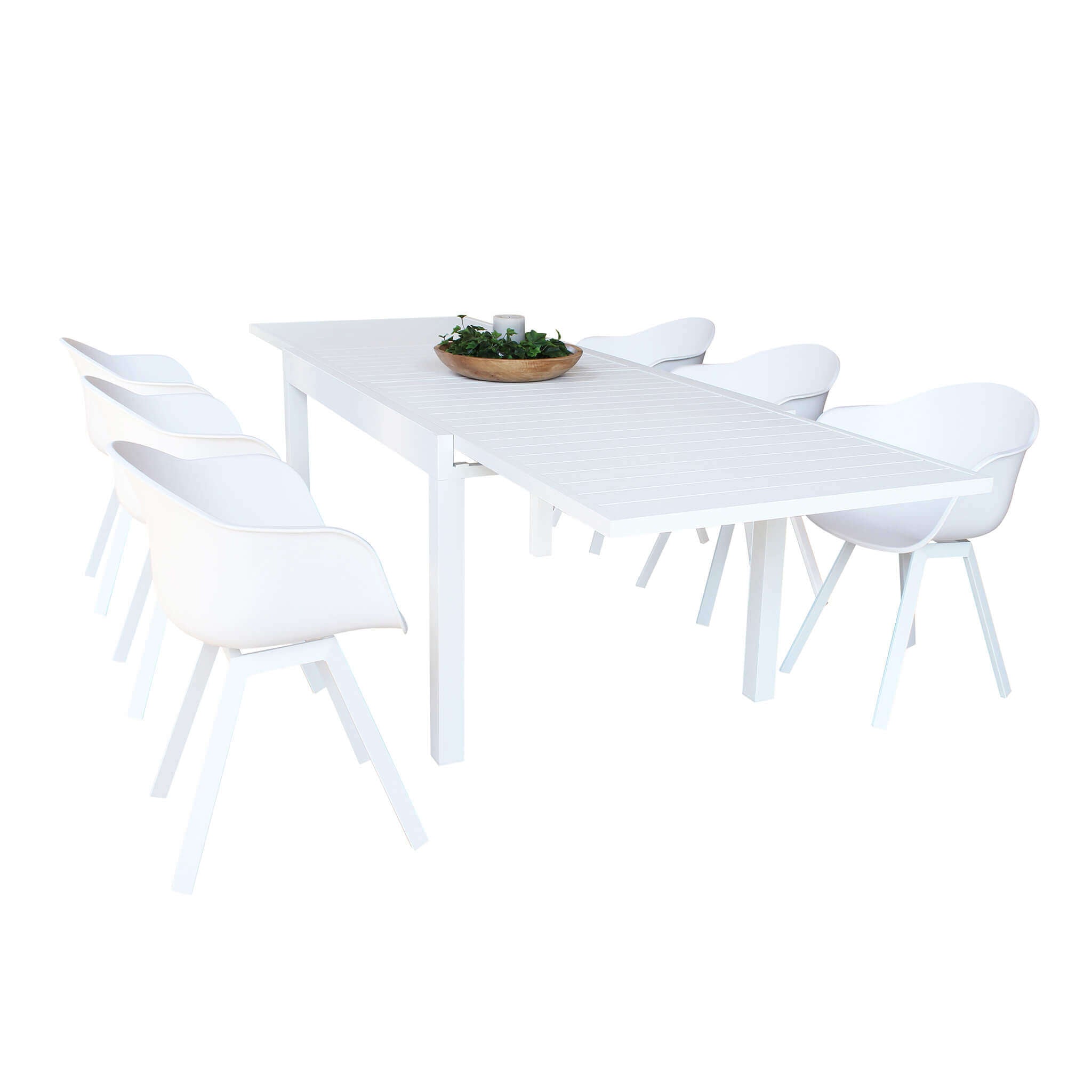 DEREK - set tavolo da giardino con sedie in alluminio cm 135/270x90x75 h