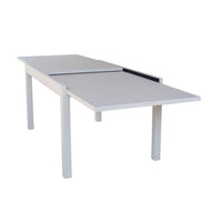 DEREK - set tavolo da giardino con sedie in alluminio cm 135/270x90x75 h