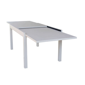 DEREK - set tavolo da giardino con sedie in alluminio cm 135/270x90x75 h