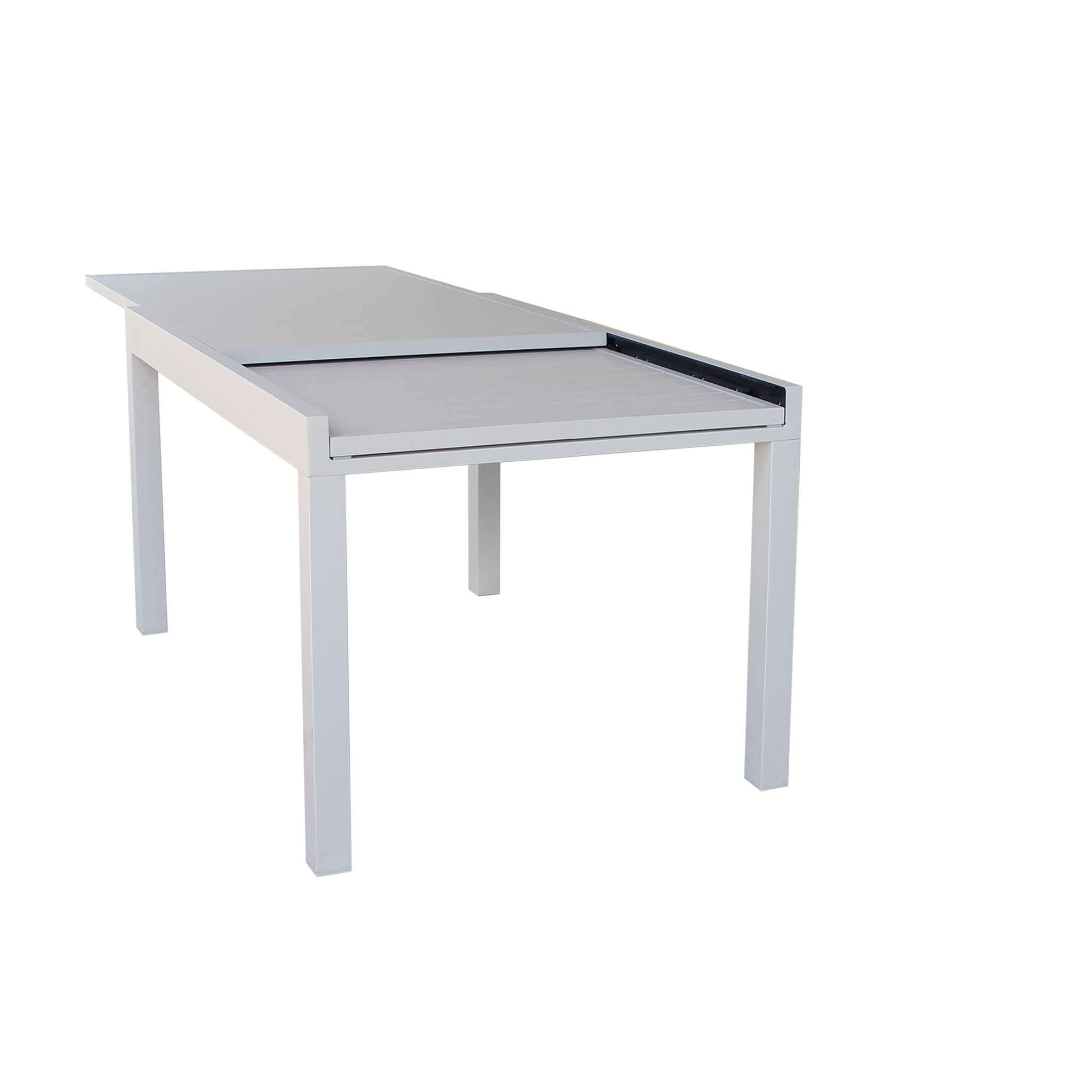 DEREK - set tavolo da giardino con sedie in alluminio cm 135/270x90x75 h