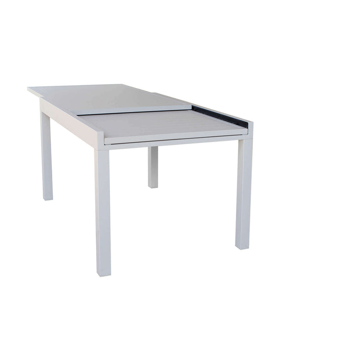 DEREK - set tavolo da giardino con sedie in alluminio cm 135/270x90x75 h