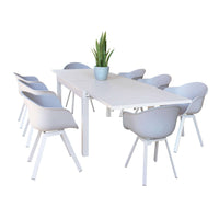 DEREK - set tavolo da giardino con sedie in alluminio cm 135/270x90x75 h