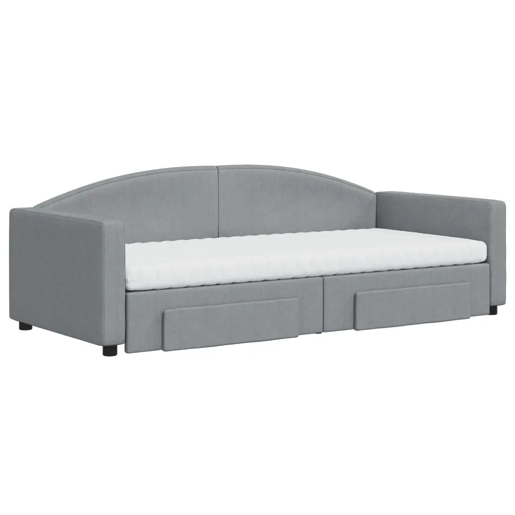 Divano Letto Estraibile Cassetti Grigio Chiaro 90x200cm Tessuto 3197242