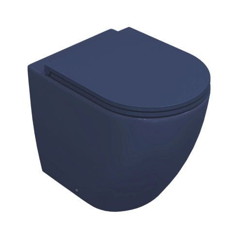 Sanitari filomuro opaco INFINITY: vaso, bidet, copriwater soft-close - Blu Opaco