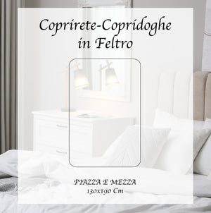 Coprirete In Feltro Anallergico Traspirante Con Lacci E Ganci Proteggi Doghe Lavabile Antiacaro Prodotto Italiano - Bianco - 130x190cm