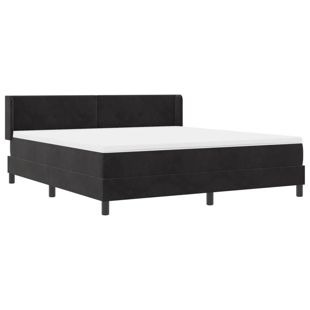 Letto Box Spring con Materasso Nero 180x200 cm in Velluto