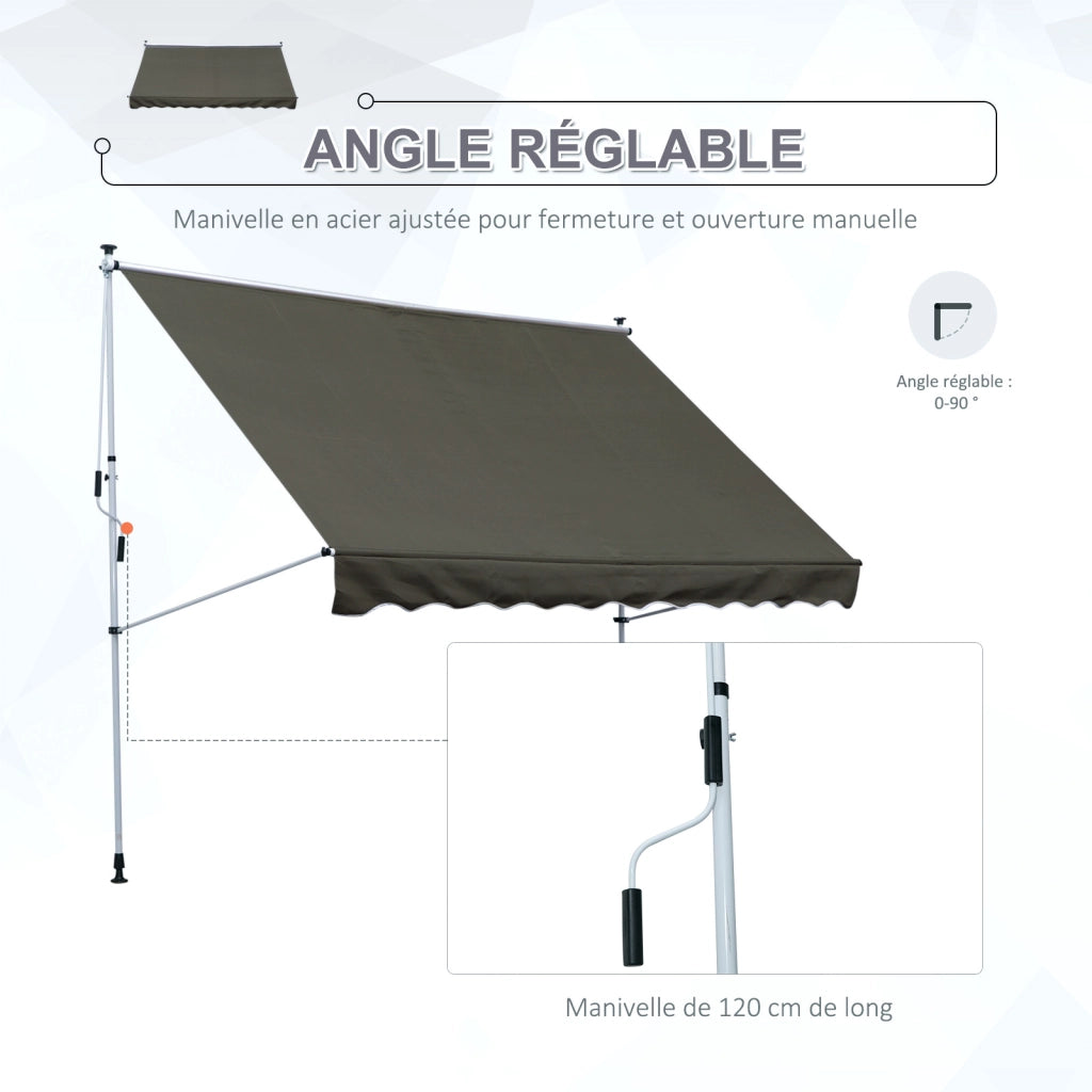 Tenda da sole a scomparsa retrattile ¨C zephmum ¨C 3x1.5 m grigio antracite alluminio poliestere