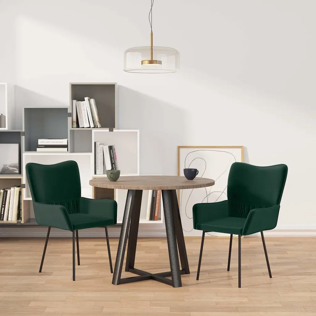 Sedie da Pranzo 2 pz Verde Scuro in Velluto cod mxl 18199