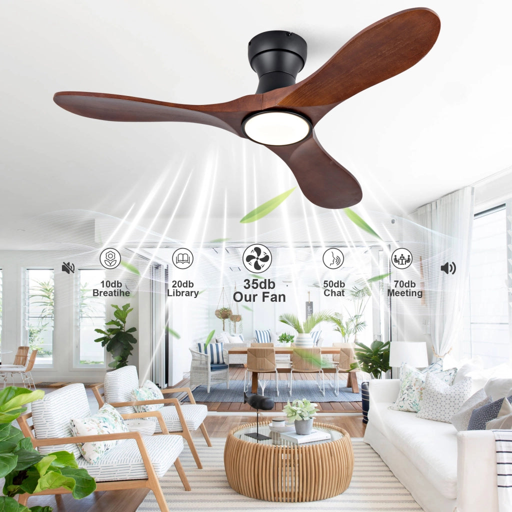 Ventilatore da soffitto 42 pollici con illuminazione e telecomando, 3 pale legno massello sagomate, 3CCT dimmerabile, 6 velocit¨¤ silenzioso