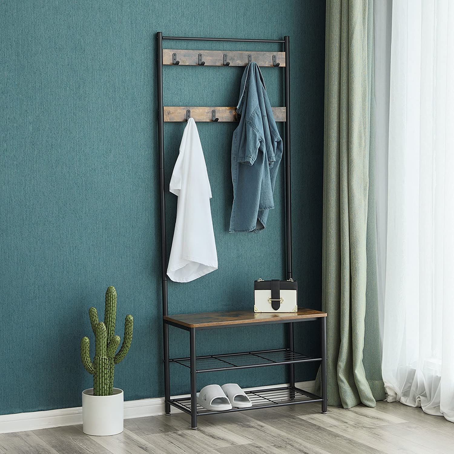 Appendiabiti Valora HSR41BX Organizzatore per corridoio in metallo marrone rustico