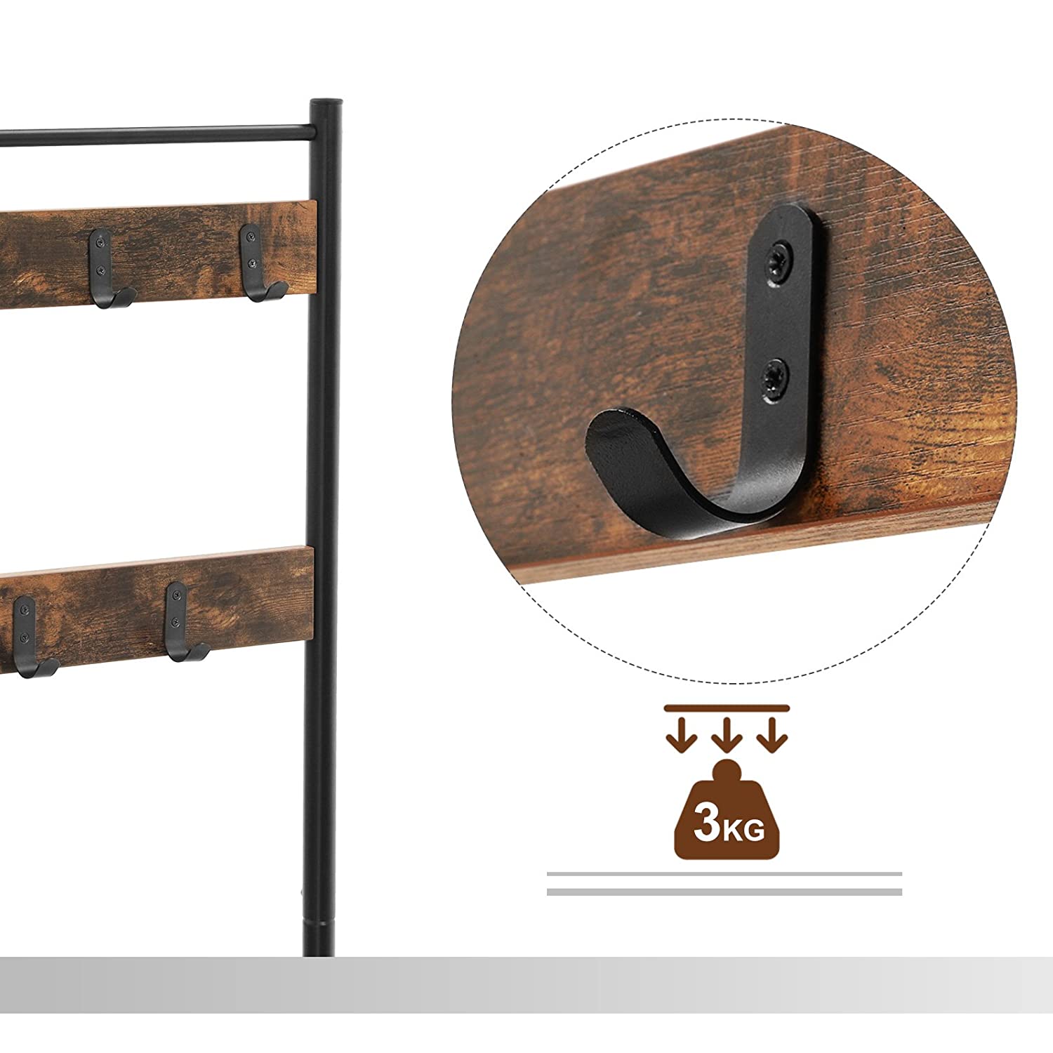 Appendiabiti Valora HSR41BX Organizzatore per corridoio in metallo marrone rustico