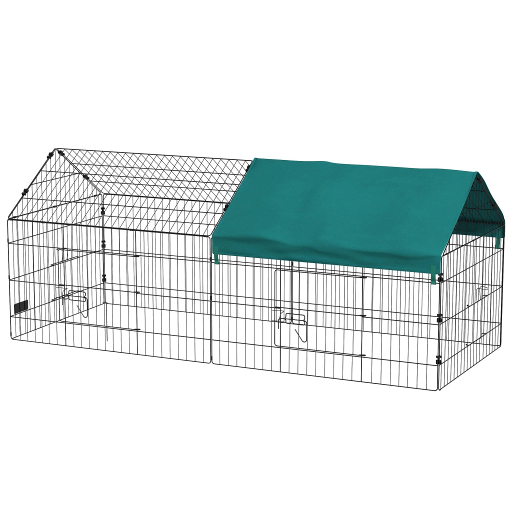 Gabbia per Conigli da Esterno e Interno a Casetta con Tettuccio, 185x75x75 cm, Verde