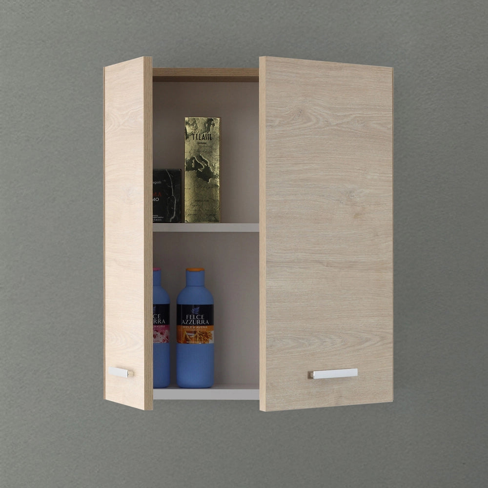 Pensile bagno sospeso 60 cm rovere dolomite con ante e ripiano interno Desya