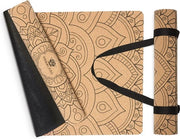 Mat di yoga premium in cura e gomma naturale | Set con cintura per yoga 2-in-1 | 100% sostenibile e non tossico | Mat di ginnastica naturale e antiscivolo | 183 x 61 x 0,4 cm
