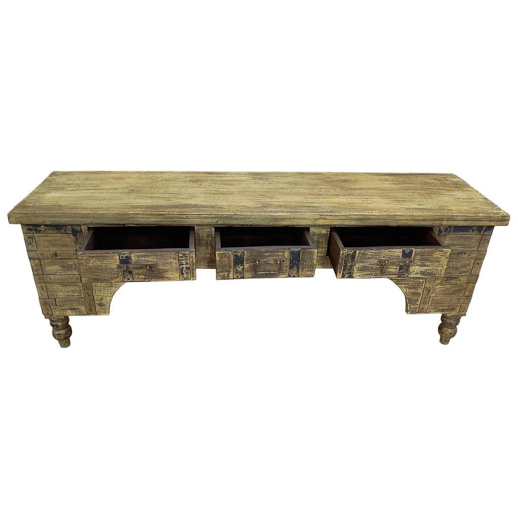 Mobile basso artigianale in legno 165-175x45x57h cm