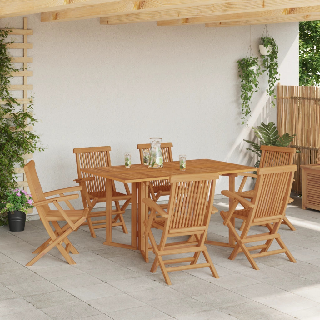 Set da pranzo da giardino in 7 pezzi in legno massello di teak