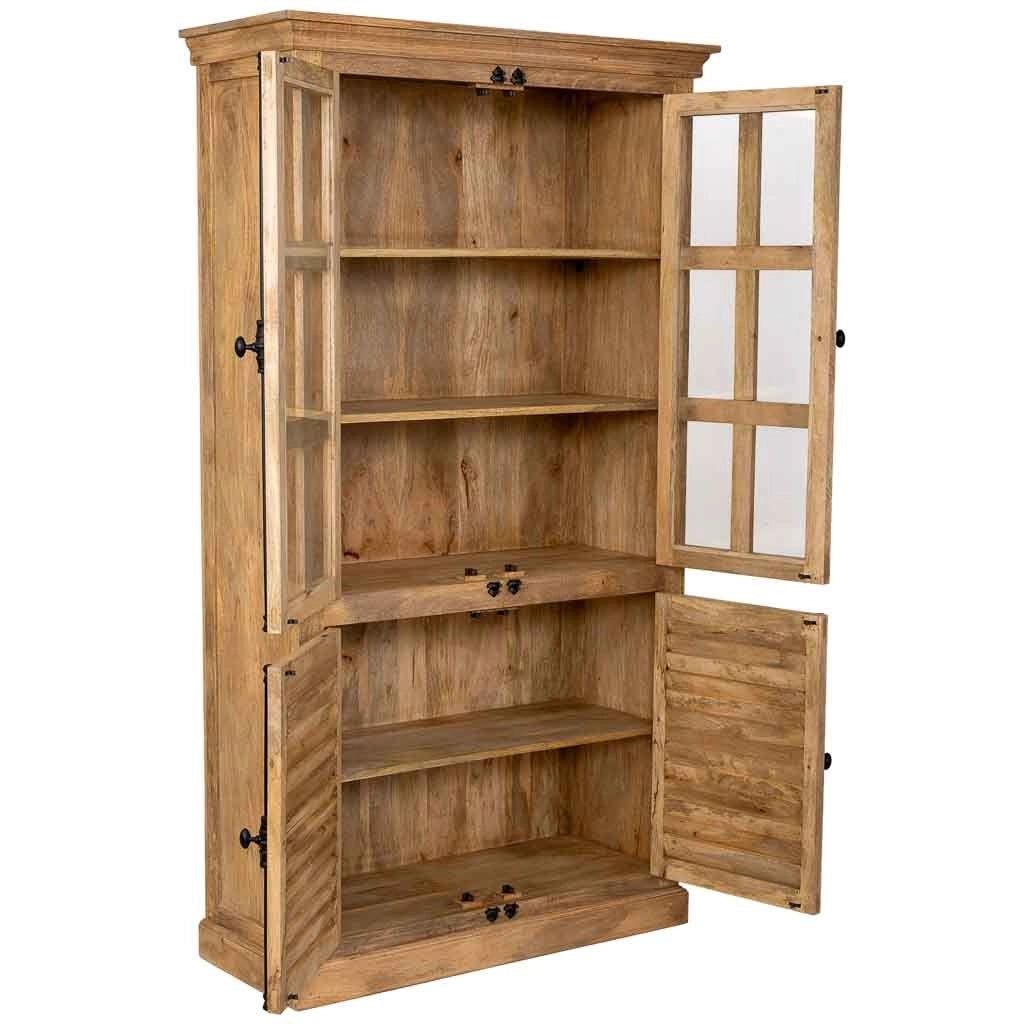Vetrina in legno con 4 ante marroni, 110x45x200 cm