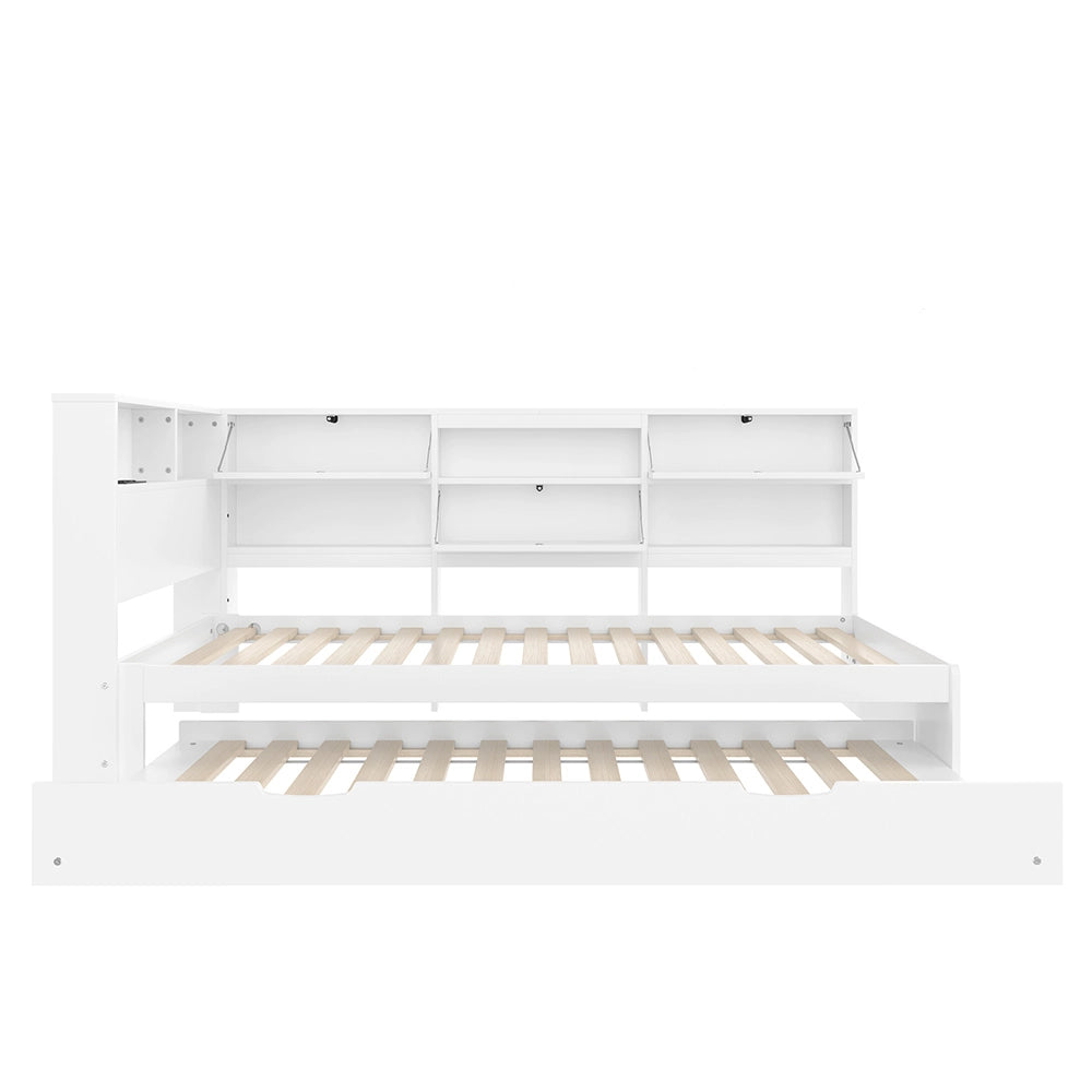 Divano letto - Xylo - 90x200cm testiera con contenitore, bianco