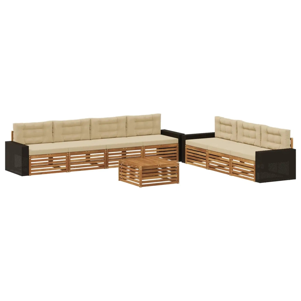 Set di divani da esterno 8 pcs Naturale e Beige 79 x 79 x 37 cm
