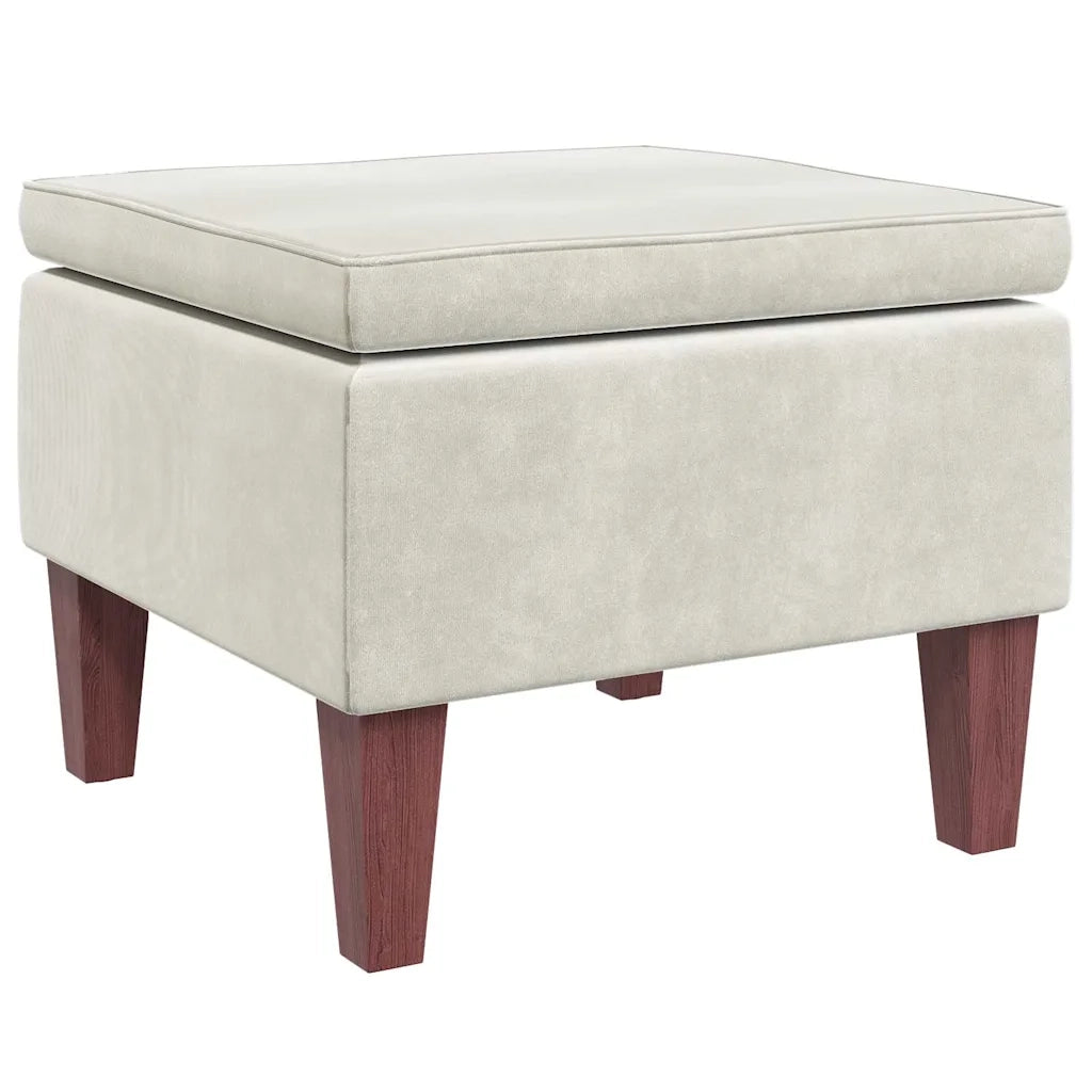 Poggiapiedi con Gambe in Legno Crema in Velluto cod mxl 39792