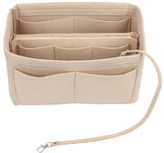 Organizzatore di Tasca Multifunzionale in Velluto Beige, Tasca di Tasca 2 in 1 con Compartimenti Rimovibili per Donne Medie, Dimensioni 27 * 16 * 16cm