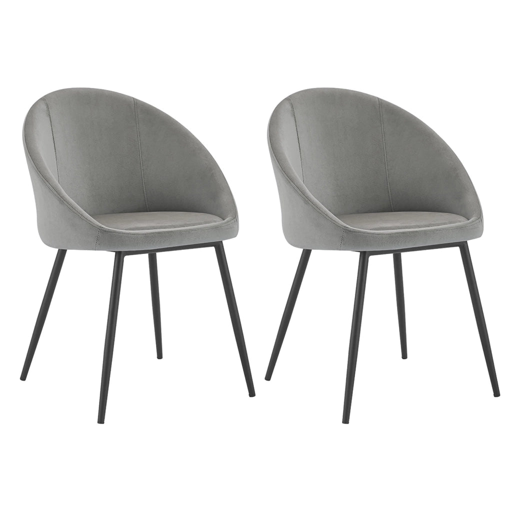 Set di 2 sedie vintage DIANE in velluto grigio
