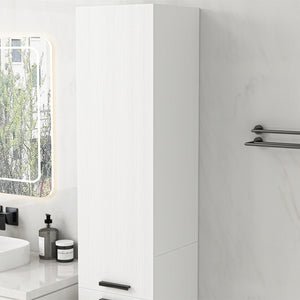 Mobile bagno a colonna con 2 ante, bianco, alto, ripiani moderni