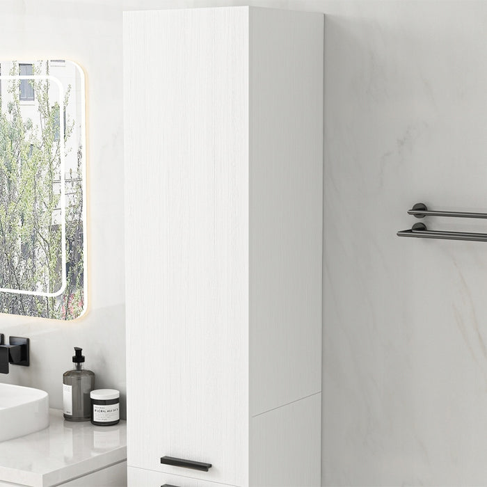 Mobile bagno a colonna con 2 ante, bianco, alto, ripiani moderni