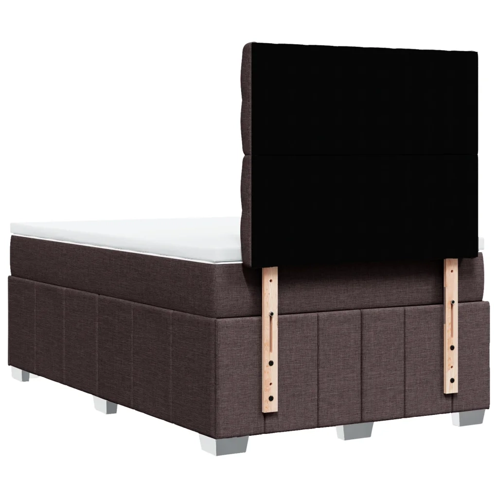 Giroletto a Molle con Materasso Marrone Scuro 120x200cm Tessuto