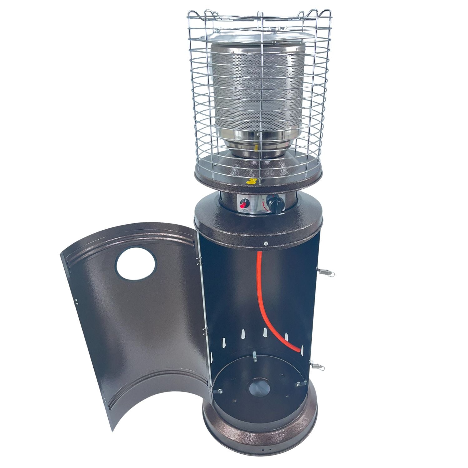 Stufa a Gas da Esterno Riscaldatore Gpl Portatile con Ruote FIRE Cilindro Arredo Riscaldante per Terrazzo Patio G Grigio