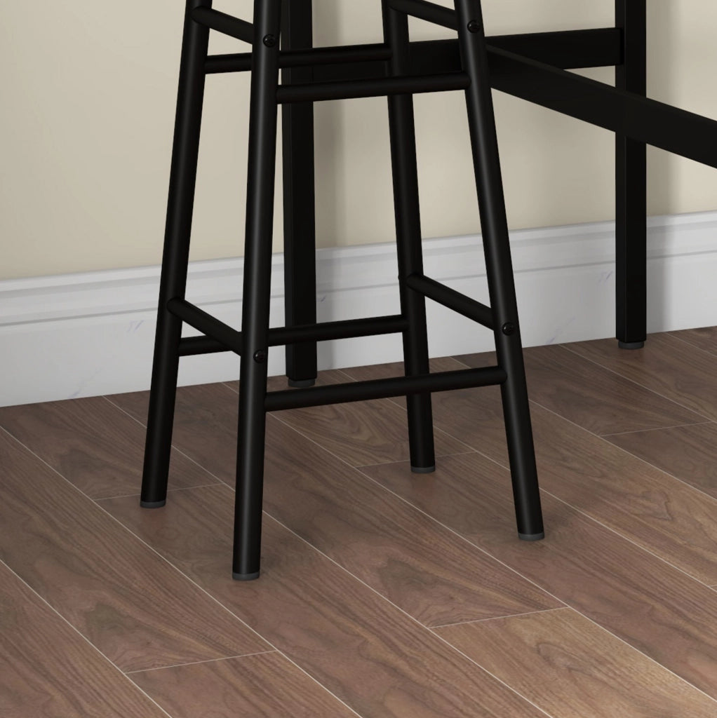 Set tavolo bar con 2 sgabelli marrone in MDF e acciaio