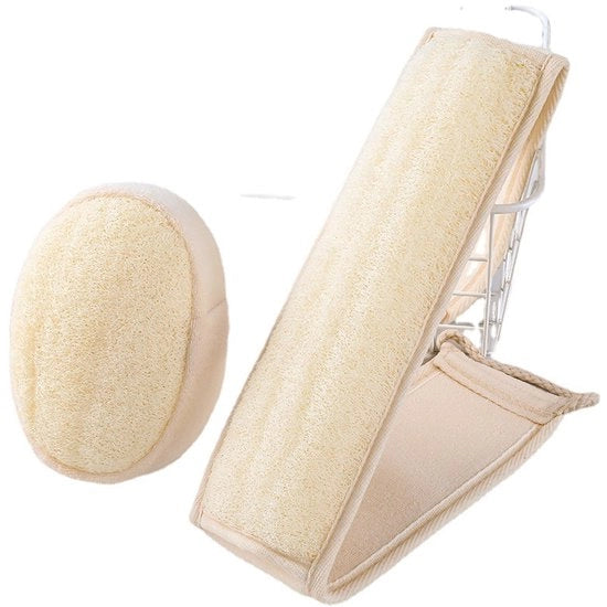 Due Loofah spazzolanti per corpo, spazzola corpo con luffa naturale, spugna per il bagno con doppia superficie per uomo e donna