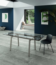 Tommy - Tavolo allungabile (140/200 x 80 cm) in vetro temperato tortora