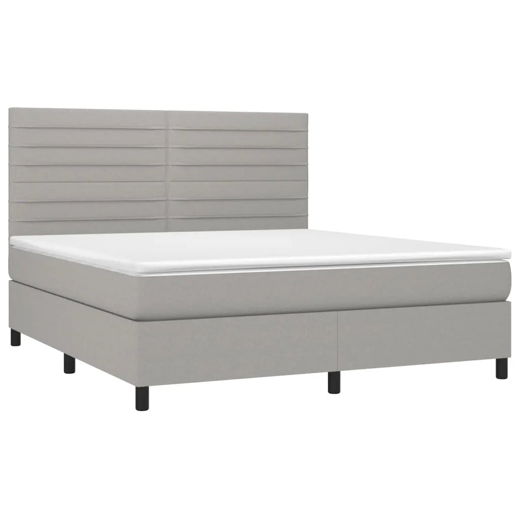 Letto a Molle Materasso e LED Grigio Chiaro 180x200 cm Tessuto 3134973