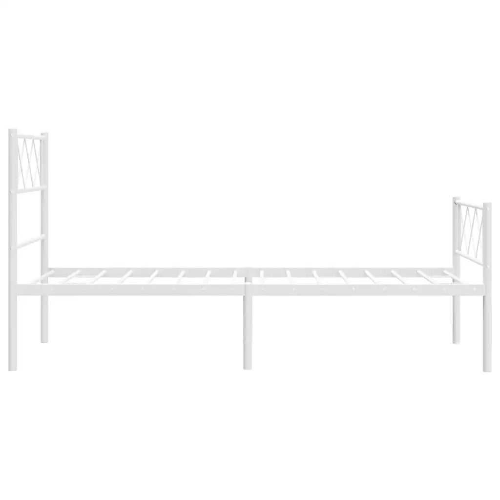 Giroletto con Testiera e Pediera Metallo Bianco 100x190 cm 372338