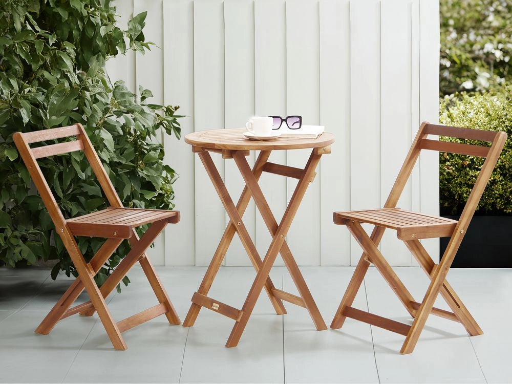 Set da balcone in legno di acacia marrone pieghevole stile retrò tradizionale