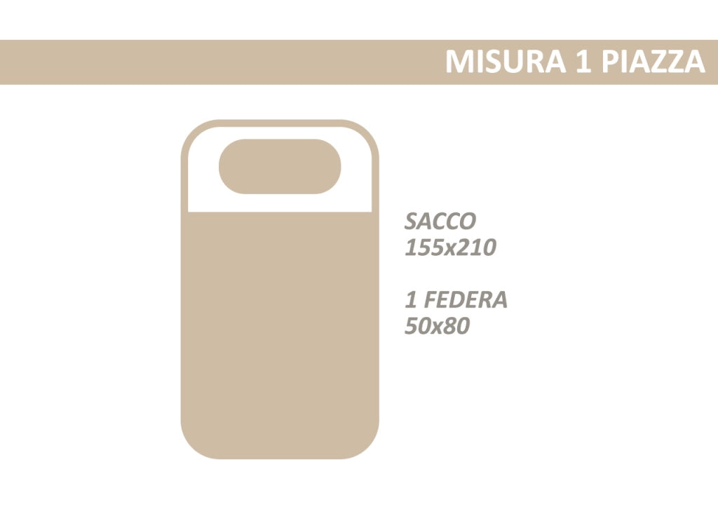 Copripiumino Sacco Piumone 100% Cotone Made In Italy Disegno Canva - Singolo - Grigio