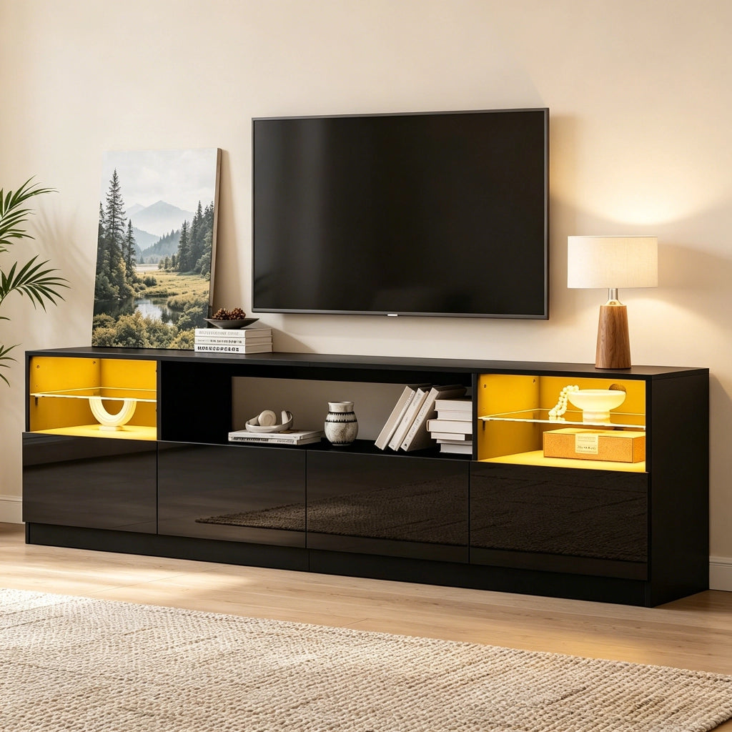 MOBILE TV LED 180 x 35 x 60 cm Nero Lucido in Truciolare