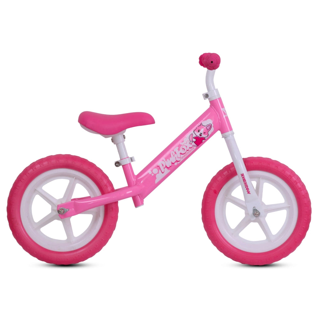 Bicicletta Senza Pedali Balance Bike per Bambini 10 Pollici 80x40x60 cm Sellino e Manubrio Regolabili Fox Rosa