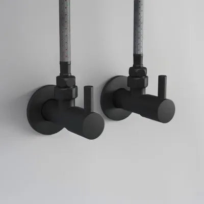 Coppia valvole da arresto tonde nero opaco attacchi 1/2G x 3/8G