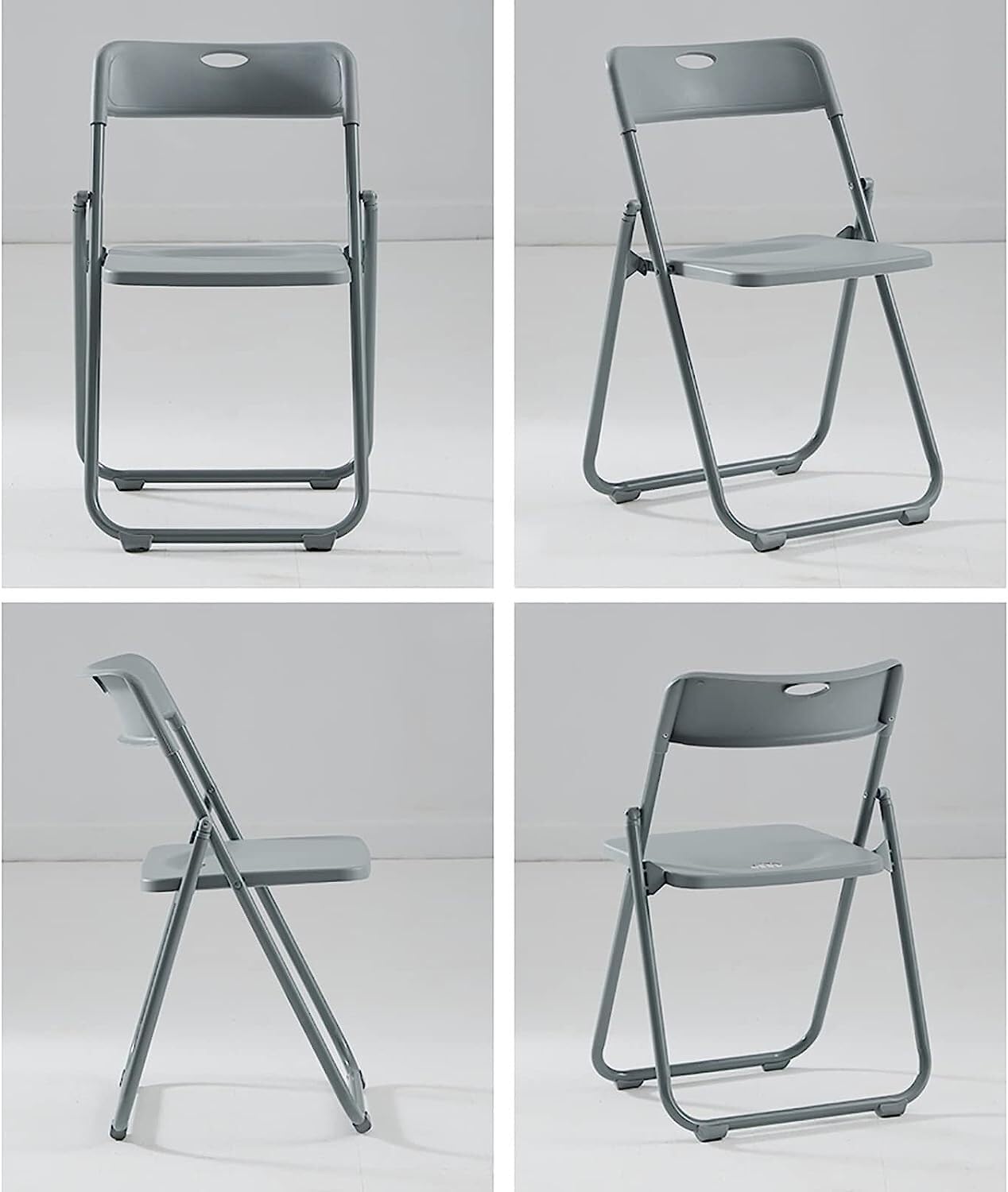 Kit 6pz Sedia Pieghevole Metallo Verniciato ABS Salvaspazio Seduta Ergonomica Grigio