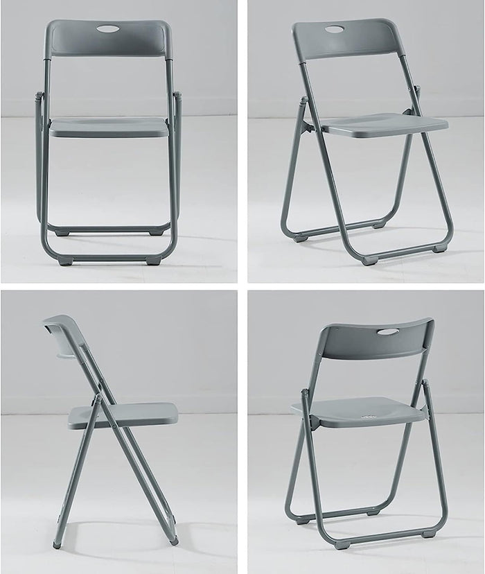 Kit 6pz Sedia Pieghevole Metallo Verniciato ABS Salvaspazio Seduta Ergonomica Grigio