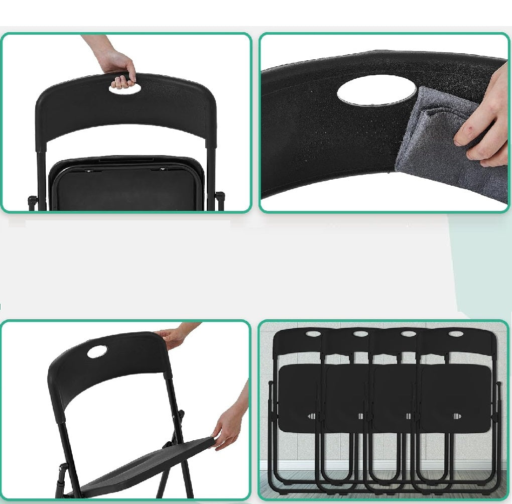 Kit 6pz Sedia Pieghevole Metallo Verniciato ABS Salvaspazio Seduta Ergonomica Grigio