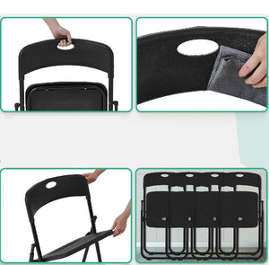 Kit 6pz Sedia Pieghevole Metallo Verniciato ABS Salvaspazio Seduta Ergonomica Grigio